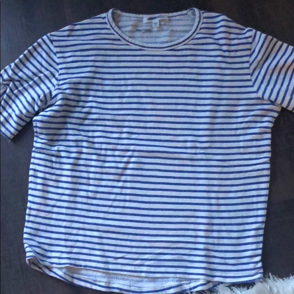 Blue and white striped t shirt